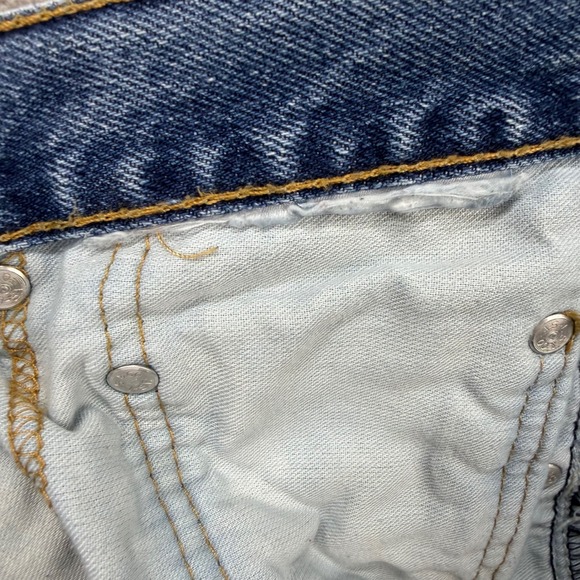 Levis 517 Bootcut Jeans Mens 36x36 Blue Denim Pants Distressed Ripped Cowboy - Picture 4 of 13